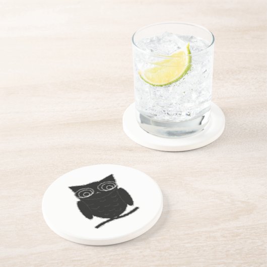 Inkblot Owl Zandsteen Onderzetter (Zijkant)