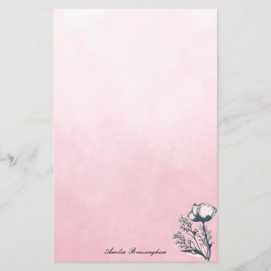 Inked Art Poppies op Roze Ombre (Voorkant)