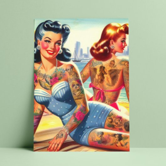 Inked Beach Meisjes Briefkaart