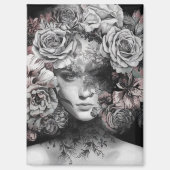 Inked Blooms: A Tapestry of Surrealism Magneet (Voorkant)