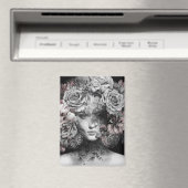 Inked Blooms: A Tapestry of Surrealism Magneet (Insitu (Vaatwasser))