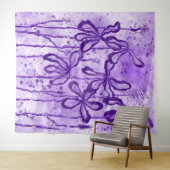 Inked Flowers Lila Sky Wandkleed (In Situ (horizontaal))