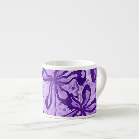 Inked Flowers Paarse Espresso Kop (Voorkant rechts)