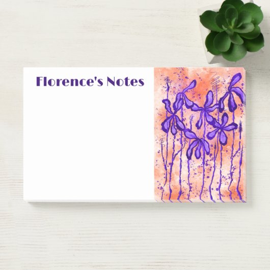 Inked Flowers Paarse & Sinaasappel Post-it® Notes (Kantoor)