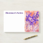 Inked Flowers Paarse & Sinaasappel Post-it® Notes (Op bureau)