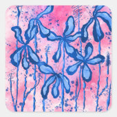 Inked Flowers Roze Sky Square Sticker (Voorkant)