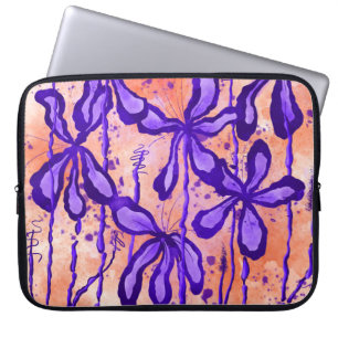 Inked Flowers Sinaasappel & Violet Laptop Sleeve