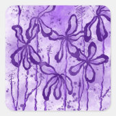 Inked Flowers Violet Sky Square Sticker (Voorkant)