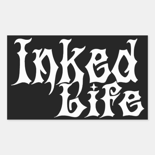 Inked Life Zwart op Wit Rechthoekige Sticker (Voorkant)