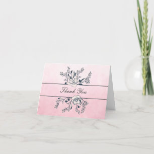 Inked Line Art Pink Ombre Poppies Bedankkaart