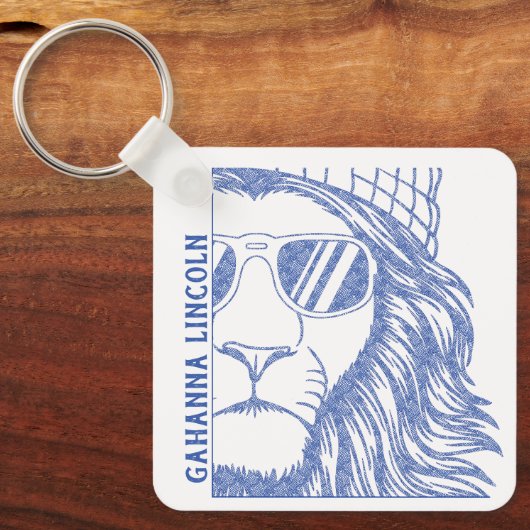 Inked Lion Mascot School Afstuderen Jaar Sleutelhanger (Voorkant)