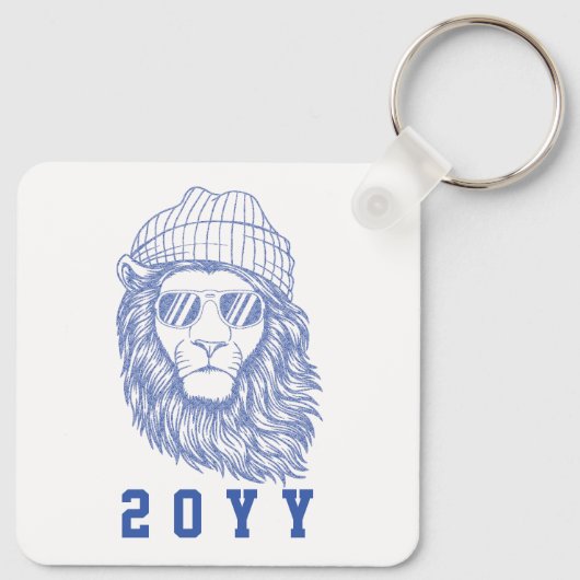 Inked Lion Mascot School Afstuderen Jaar Sleutelhanger (Achterkant)