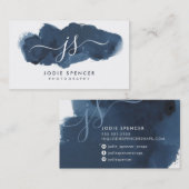 INKED LOGO Elegante initiaal Blauwe waterverf Visitekaartje (Voorkant / Achterkant)