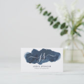 INKED LOGO Elegante initiaal Blauwe waterverf Visitekaartje (Staand voorkant)