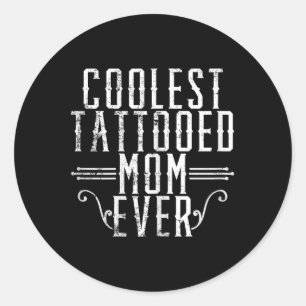 Inked Mama Mom Leopard Getatoeëerd Mama Tijdelijke Ronde Sticker