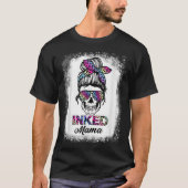 Inked Mama Rainbow Leopard Print Messine Bun Skull T-shirt (Voorkant)