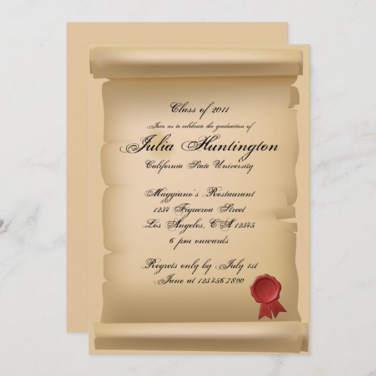 Inked Manuscript de Uitnodiging van de Partij van (Voorkant / Achterkant)