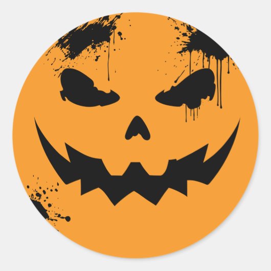 inked Pumpkin Ronde Sticker (Voorkant)