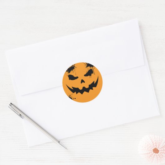 inked Pumpkin Ronde Sticker (Envelop)