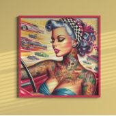 Inked Racing Girl Poster