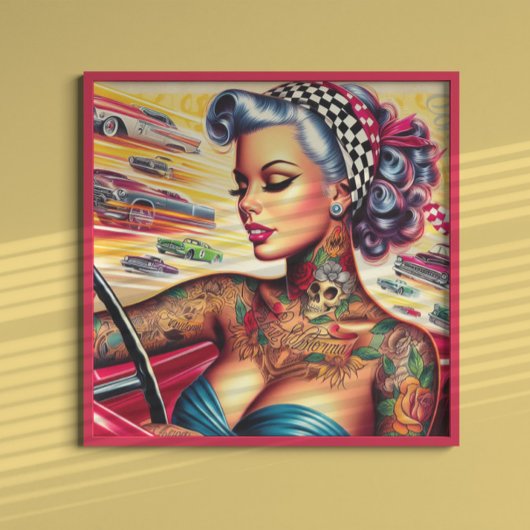 Inked Racing Girl Poster