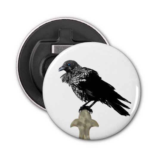 Inked Raven Button Flesopener (Voorkant)