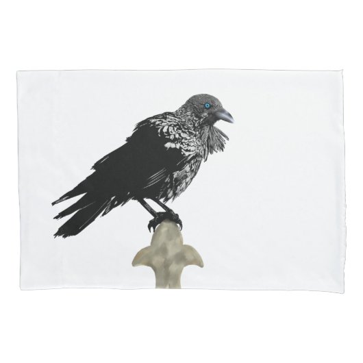 Inked Raven Kussensloop (Voorkant-Links)