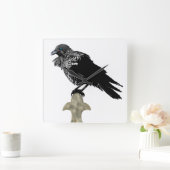 Inked Raven Vierkante Klok (Huis)