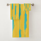 Inked Stripes Yellow and Turquoise Bad Handdoek (Insitu)