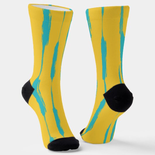 Inked Stripes Yellow and Turquoise Sokken (Gebogen)