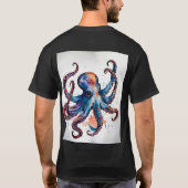 Inked Waves: Tattoos Waterverf Octopus T-shirt Des (Achterkant)
