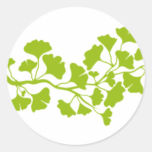 inkgoboom silhouet met groene bladeren ronde sticker