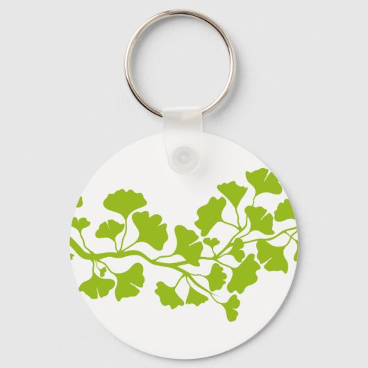 inkgoboom silhouet met groene bladeren sleutelhanger (Voorkant)