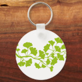 inkgoboom silhouet met groene bladeren sleutelhanger (Voorkant)