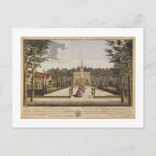 Inkleuring 1760 Print Kasteel De Essenburg Briefkaart (Voorkant)