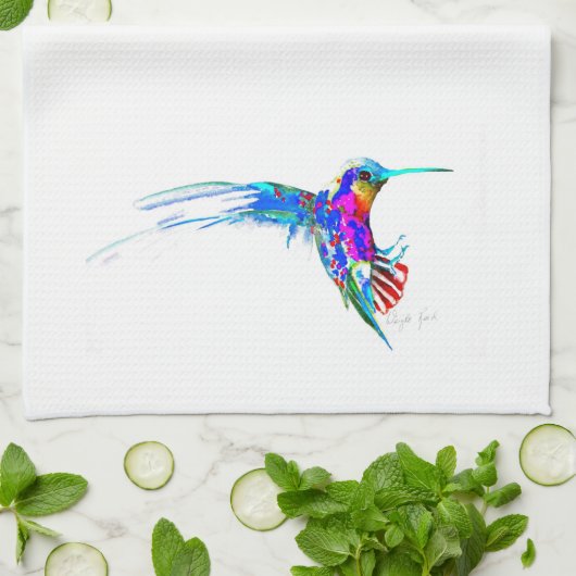 "Inkomend!" Hummingbird Print Theedoek (Gevouwen)