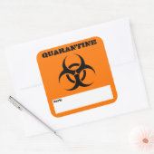 Inkomende pakketten markeren met quarantaineteken vierkante sticker (Envelop)