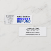 Inkomensbelastingen Skinny-Visitekaartjes Mini Visitekaartje (Voorkant / Achterkant)