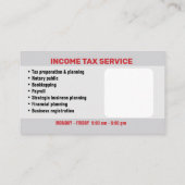 Inkomstenbelasting Visitekaartjes (Achterkant)