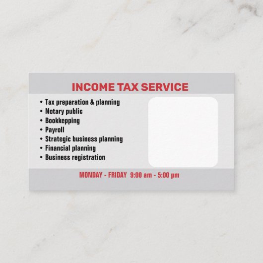 Inkomstenbelasting Visitekaartjes (Achterkant)