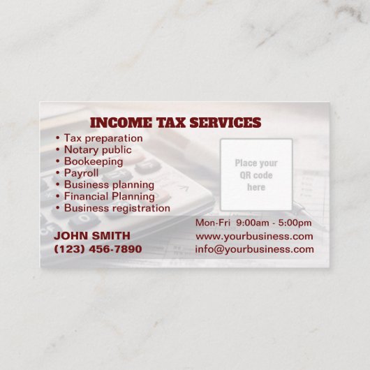 Inkomstenbelasting Visitekaartjes (Achterkant)