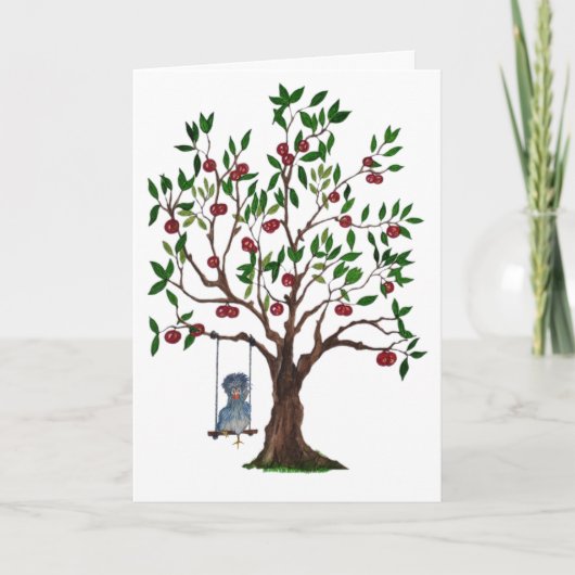 Inkspot de kip op een swing verjaardagskaart kaart (Voorkant)