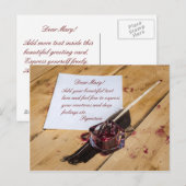 Inkstand, quill en papier aanpasbaar briefkaart (Voorkant / Achterkant)