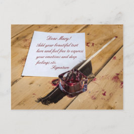 Inkstand, quill en papier aanpasbaar briefkaart