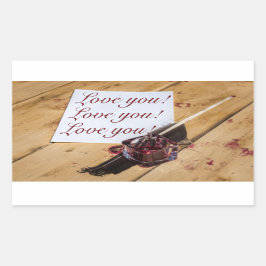 Inkstand, quill en papier aanpasbaar rechthoekige sticker