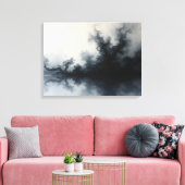 Inkstorm – Monochrome Abstract Fluid Art 24"x18" Canvas Afdruk (Insitu (Woonkamer))