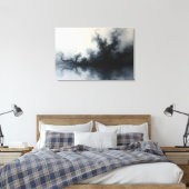 Inkstorm – Monochrome Abstracte Vloeibare Kunst 91 Canvas Afdruk (Insitu (Slaapkamer))