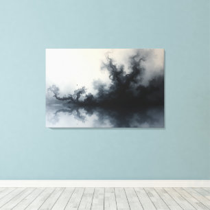 Inkstorm – Monochrome Abstracte Vloeibare Kunst 91 Canvas Afdruk