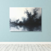Inkstorm – monochrome abstracte vloeiende kunst 60 canvas afdruk (Insitu (Houten vloer))