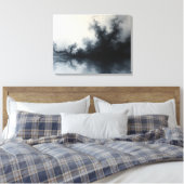 Inkstorm – monochrome abstracte vloeiende kunst 60 canvas afdruk (Insitu (Slaapkamer))